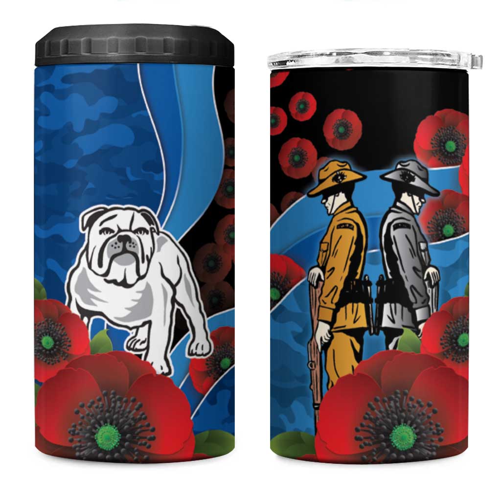 Canterbury-Bankstown Bulldogs ANZAC Personalised 4 in 1 Can Cooler Tumbler Lest We Forget Poppy Camo