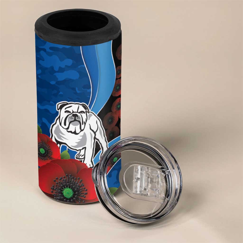 Canterbury-Bankstown Bulldogs ANZAC Personalised 4 in 1 Can Cooler Tumbler Lest We Forget Poppy Camo