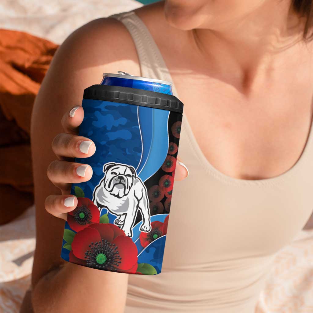 Canterbury-Bankstown Bulldogs ANZAC Personalised 4 in 1 Can Cooler Tumbler Lest We Forget Poppy Camo
