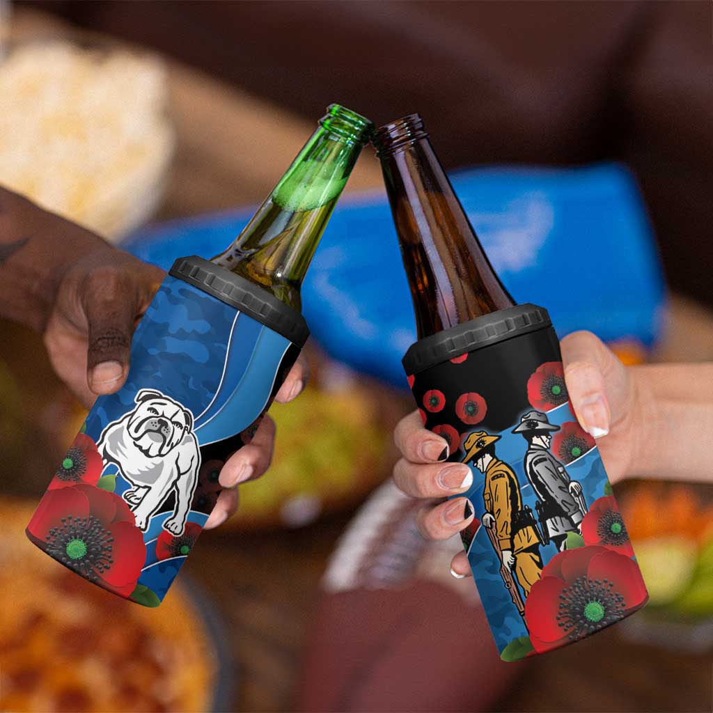 Canterbury-Bankstown Bulldogs ANZAC Personalised 4 in 1 Can Cooler Tumbler Lest We Forget Poppy Camo