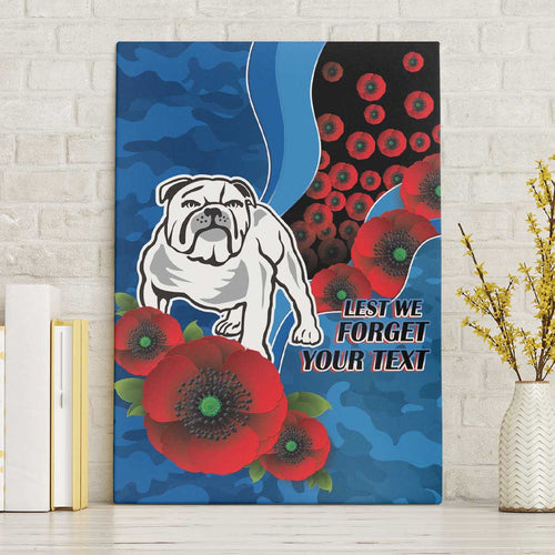 Canterbury-Bankstown Bulldogs ANZAC Personalised Canvas Wall Art Lest We Forget Poppy Camo