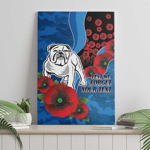 Canterbury-Bankstown Bulldogs ANZAC Personalised Canvas Wall Art Lest We Forget Poppy Camo