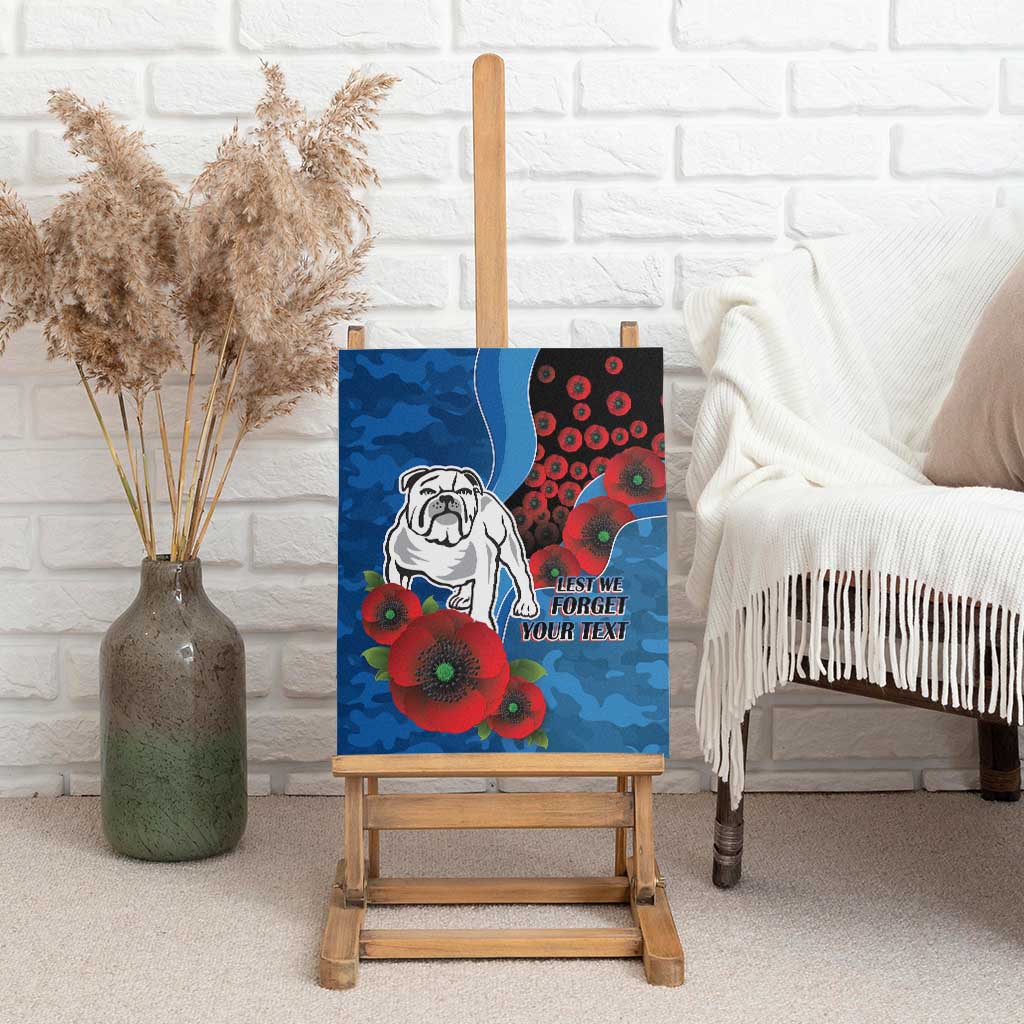 Canterbury-Bankstown Bulldogs ANZAC Personalised Canvas Wall Art Lest We Forget Poppy Camo