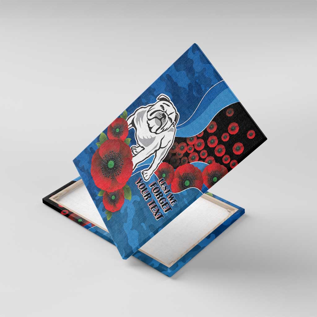Canterbury-Bankstown Bulldogs ANZAC Personalised Canvas Wall Art Lest We Forget Poppy Camo