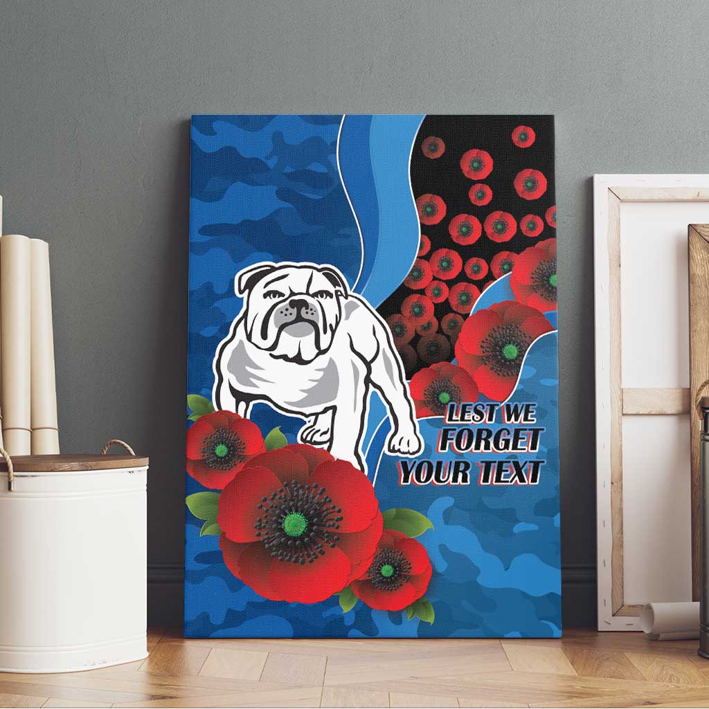 Canterbury-Bankstown Bulldogs ANZAC Personalised Canvas Wall Art Lest We Forget Poppy Camo