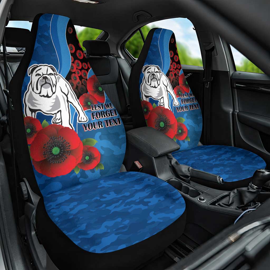Canterbury-Bankstown Bulldogs ANZAC Personalised Car Seat Cover Lest We Forget Poppy Camo