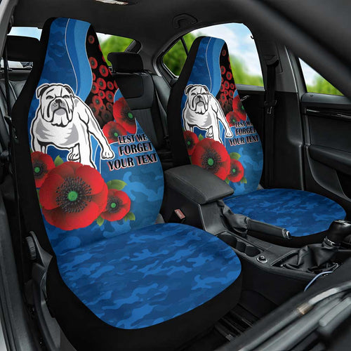Canterbury-Bankstown Bulldogs ANZAC Personalised Car Seat Cover Lest We Forget Poppy Camo