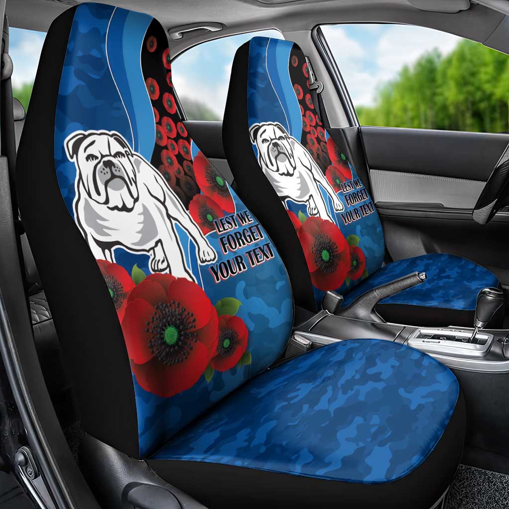 Canterbury-Bankstown Bulldogs ANZAC Personalised Car Seat Cover Lest We Forget Poppy Camo