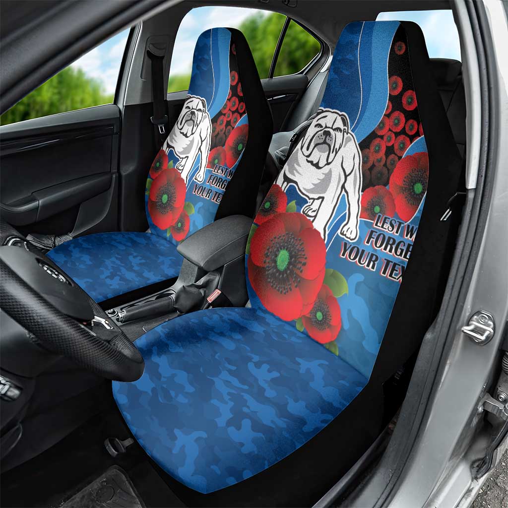 Canterbury-Bankstown Bulldogs ANZAC Personalised Car Seat Cover Lest We Forget Poppy Camo
