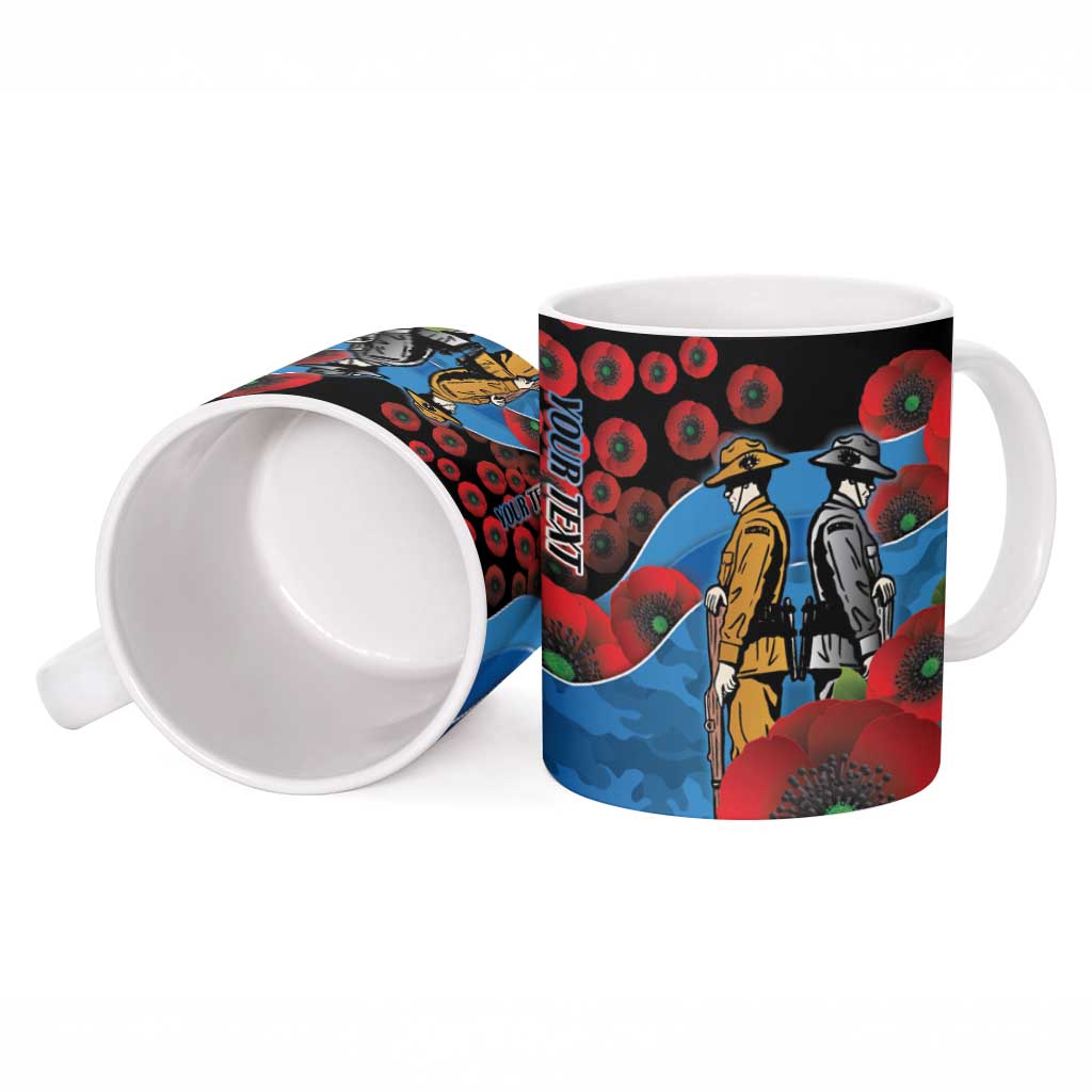 Canterbury-Bankstown Bulldogs ANZAC Personalised Ceramic Mug Lest We Forget Poppy Camo
