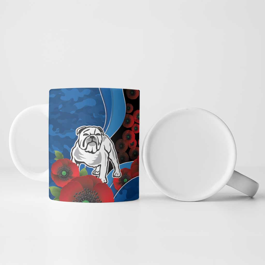 Canterbury-Bankstown Bulldogs ANZAC Personalised Ceramic Mug Lest We Forget Poppy Camo