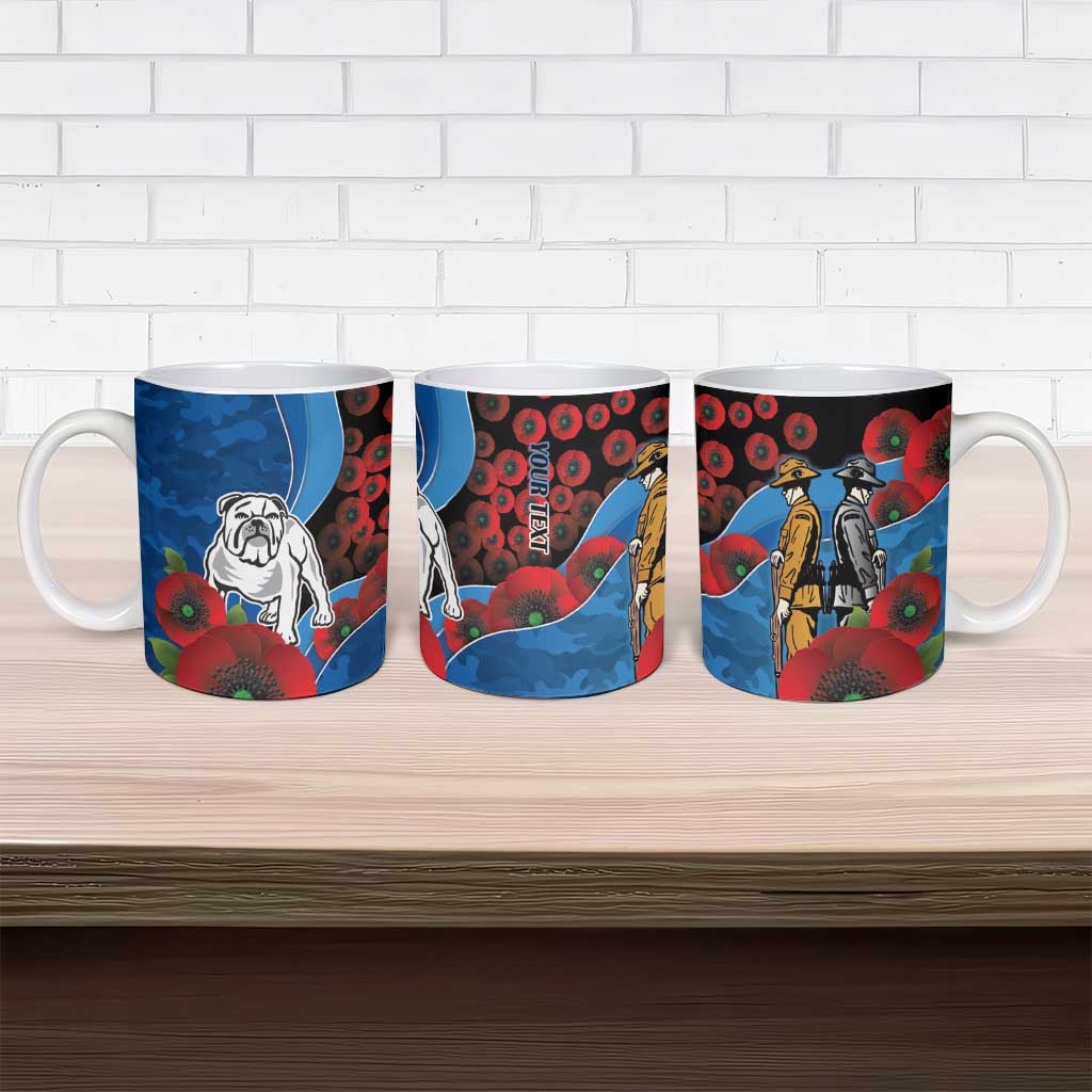Canterbury-Bankstown Bulldogs ANZAC Personalised Ceramic Mug Lest We Forget Poppy Camo