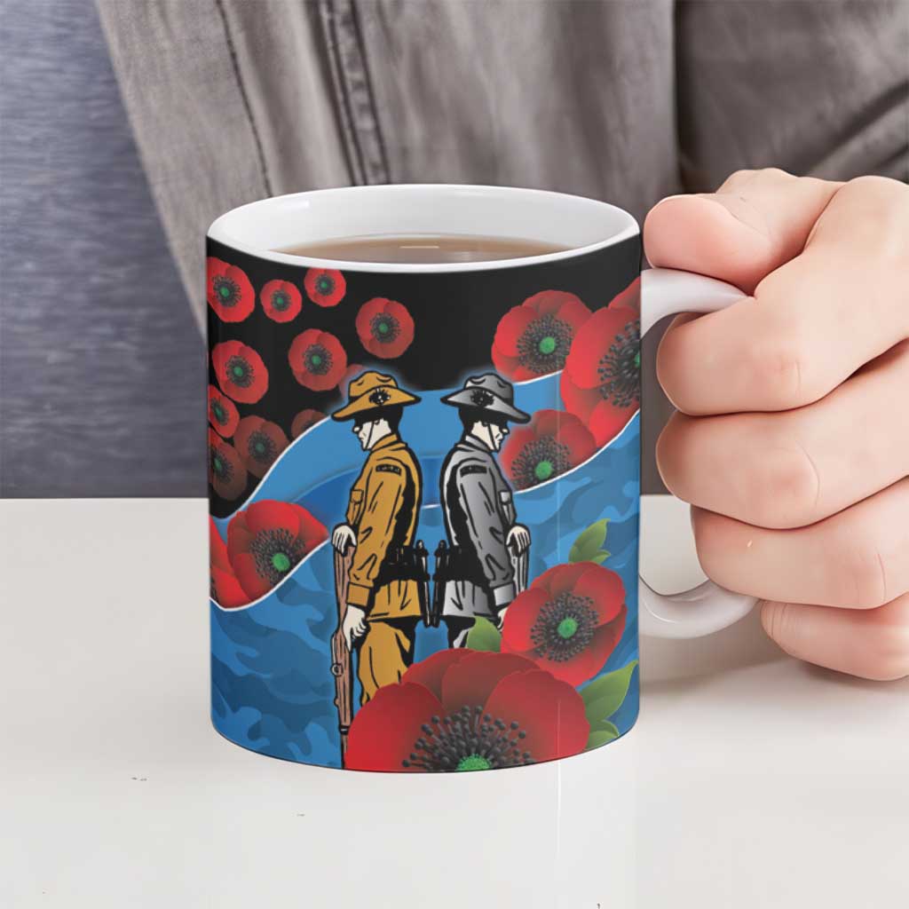 Canterbury-Bankstown Bulldogs ANZAC Personalised Ceramic Mug Lest We Forget Poppy Camo