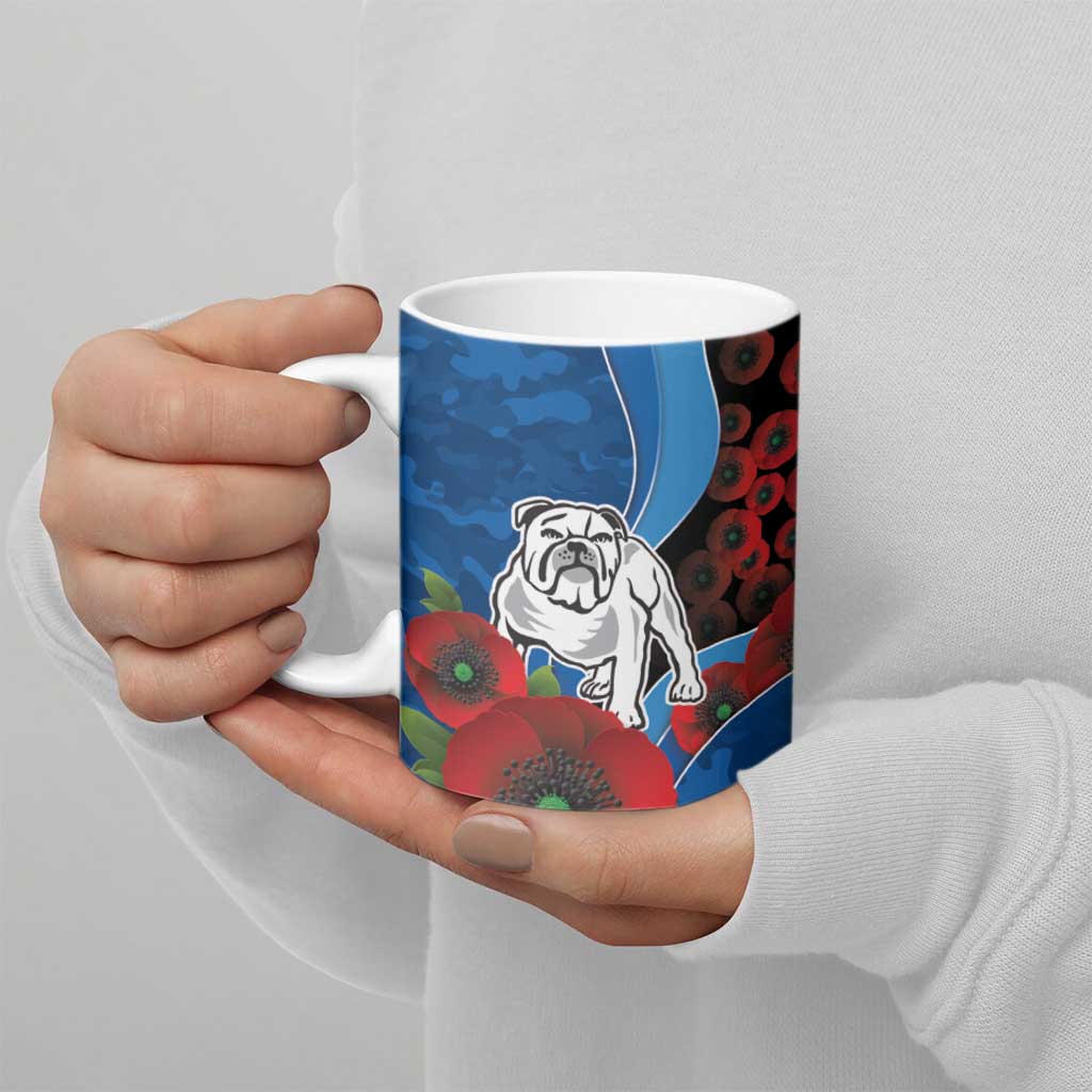 Canterbury-Bankstown Bulldogs ANZAC Personalised Ceramic Mug Lest We Forget Poppy Camo
