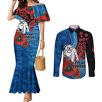Canterbury-Bankstown Bulldogs ANZAC Personalised Couples Matching Mermaid Dress and Long Sleeve Button Shirt Lest We Forget Poppy Camo