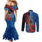 Canterbury-Bankstown Bulldogs ANZAC Personalised Couples Matching Mermaid Dress and Long Sleeve Button Shirt Lest We Forget Poppy Camo