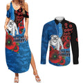 Canterbury-Bankstown Bulldogs ANZAC Personalised Couples Matching Summer Maxi Dress and Long Sleeve Button Shirt Lest We Forget Poppy Camo