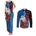 Canterbury-Bankstown Bulldogs ANZAC Personalised Couples Matching Tank Maxi Dress and Long Sleeve Button Shirt Lest We Forget Poppy Camo