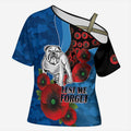 Canterbury-Bankstown Bulldogs ANZAC Personalised Cross Shoulder Shirt Lest We Forget Poppy Camo