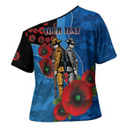 Canterbury-Bankstown Bulldogs ANZAC Personalised Cross Shoulder Shirt Lest We Forget Poppy Camo