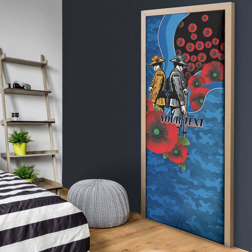 Canterbury-Bankstown Bulldogs ANZAC Personalised Door Cover Lest We Forget Poppy Camo