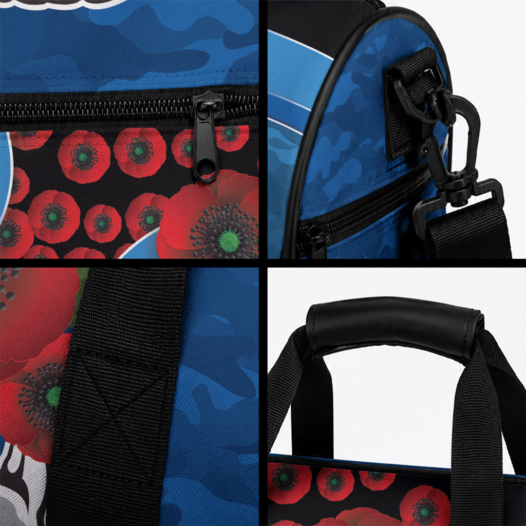 Canterbury-Bankstown Bulldogs ANZAC Personalised Duffle Bag Lest We Forget Poppy Camo