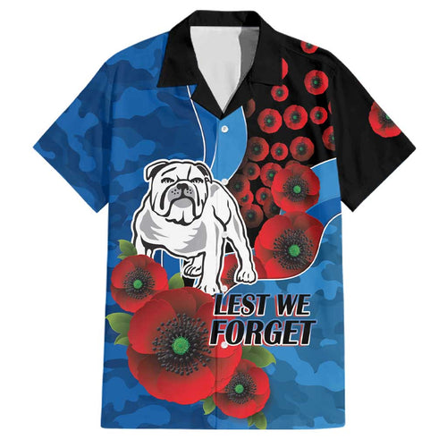 Canterbury-Bankstown Bulldogs ANZAC Personalised Family Matching Long Sleeve Bodycon Dress and Hawaiian Shirt Lest We Forget Poppy Camo