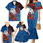 Canterbury-Bankstown Bulldogs ANZAC Personalised Family Matching Mermaid Dress and Hawaiian Shirt Lest We Forget Poppy Camo