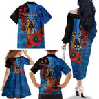 Canterbury-Bankstown Bulldogs ANZAC Personalised Family Matching Off The Shoulder Long Sleeve Dress and Hawaiian Shirt Lest We Forget Poppy Camo