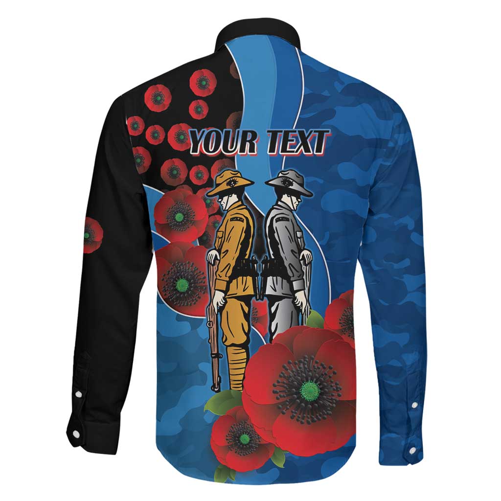 Canterbury-Bankstown Bulldogs ANZAC Personalised Family Matching Off The Shoulder Long Sleeve Dress and Hawaiian Shirt Lest We Forget Poppy Camo
