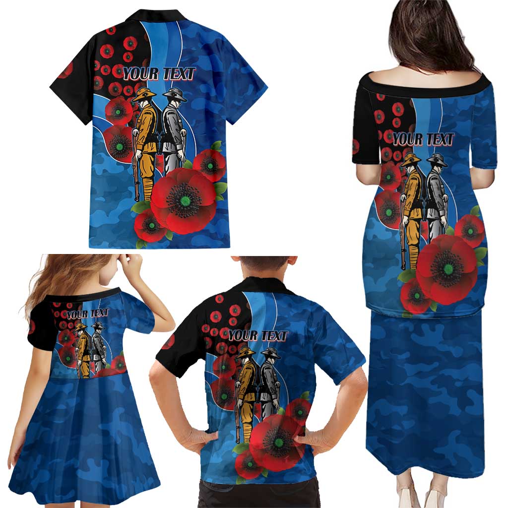 Canterbury-Bankstown Bulldogs ANZAC Personalised Family Matching Puletasi and Hawaiian Shirt Lest We Forget Poppy Camo