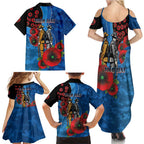 Canterbury-Bankstown Bulldogs ANZAC Personalised Family Matching Summer Maxi Dress and Hawaiian Shirt Lest We Forget Poppy Camo