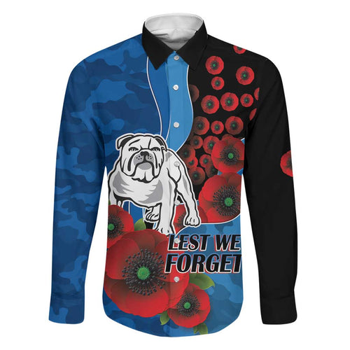 Canterbury-Bankstown Bulldogs ANZAC Personalised Family Matching Summer Maxi Dress and Hawaiian Shirt Lest We Forget Poppy Camo