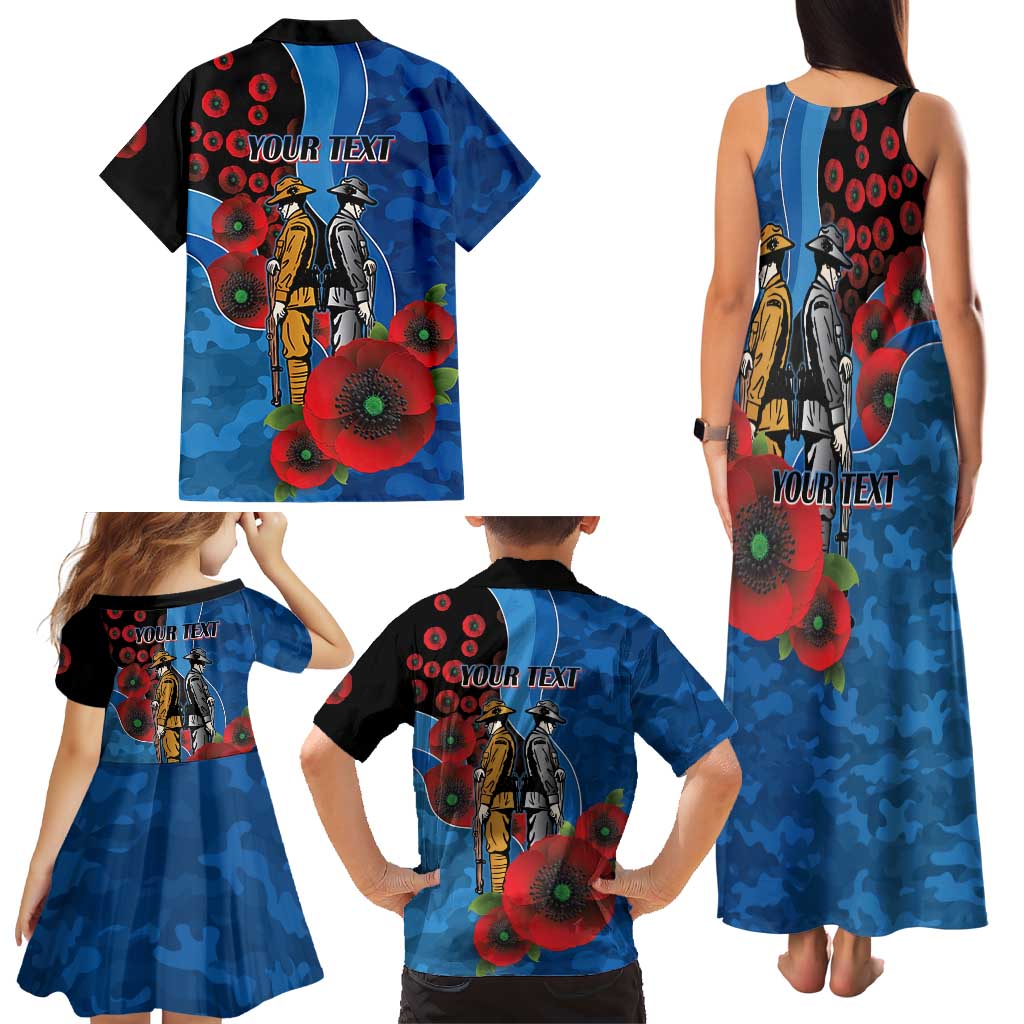 Canterbury-Bankstown Bulldogs ANZAC Personalised Family Matching Tank Maxi Dress and Hawaiian Shirt Lest We Forget Poppy Camo