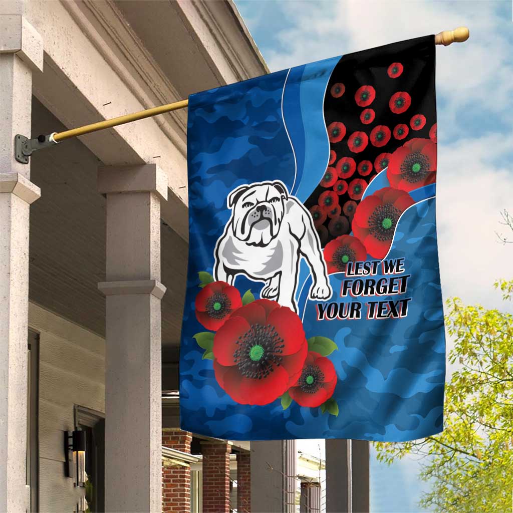 Canterbury-Bankstown Bulldogs ANZAC Personalised Garden Flag Lest We Forget Poppy Camo