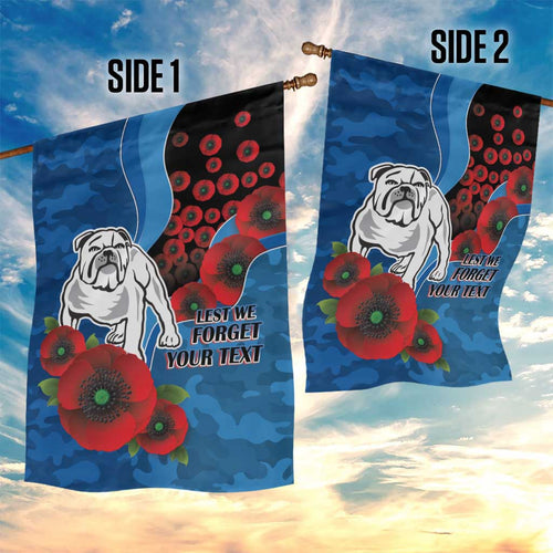 Canterbury-Bankstown Bulldogs ANZAC Personalised Garden Flag Lest We Forget Poppy Camo