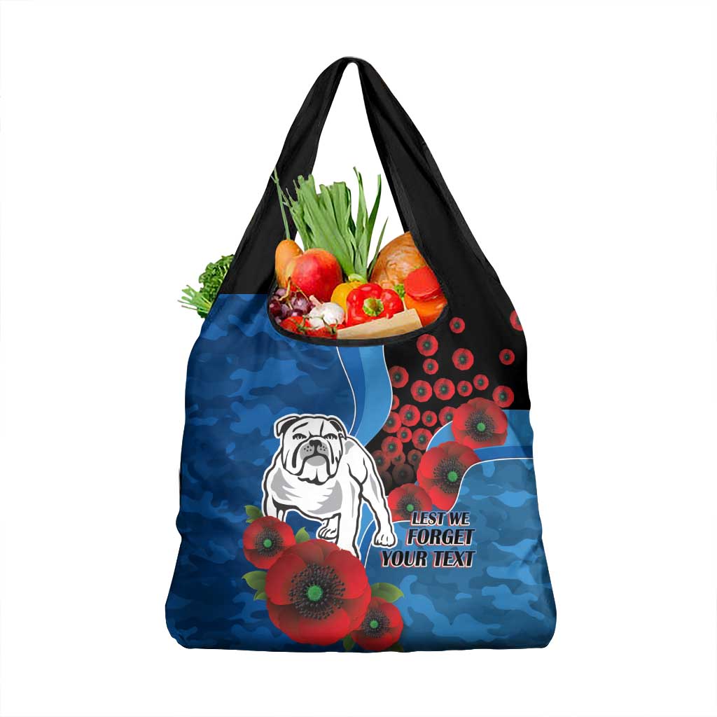 Canterbury-Bankstown Bulldogs ANZAC Personalised Grocery Bag Lest We Forget Poppy Camo