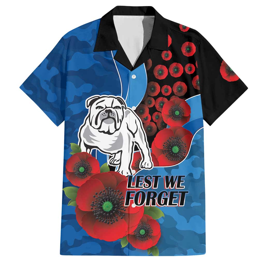 Canterbury-Bankstown Bulldogs ANZAC Personalised Hawaiian Shirt Lest We Forget Poppy Camo