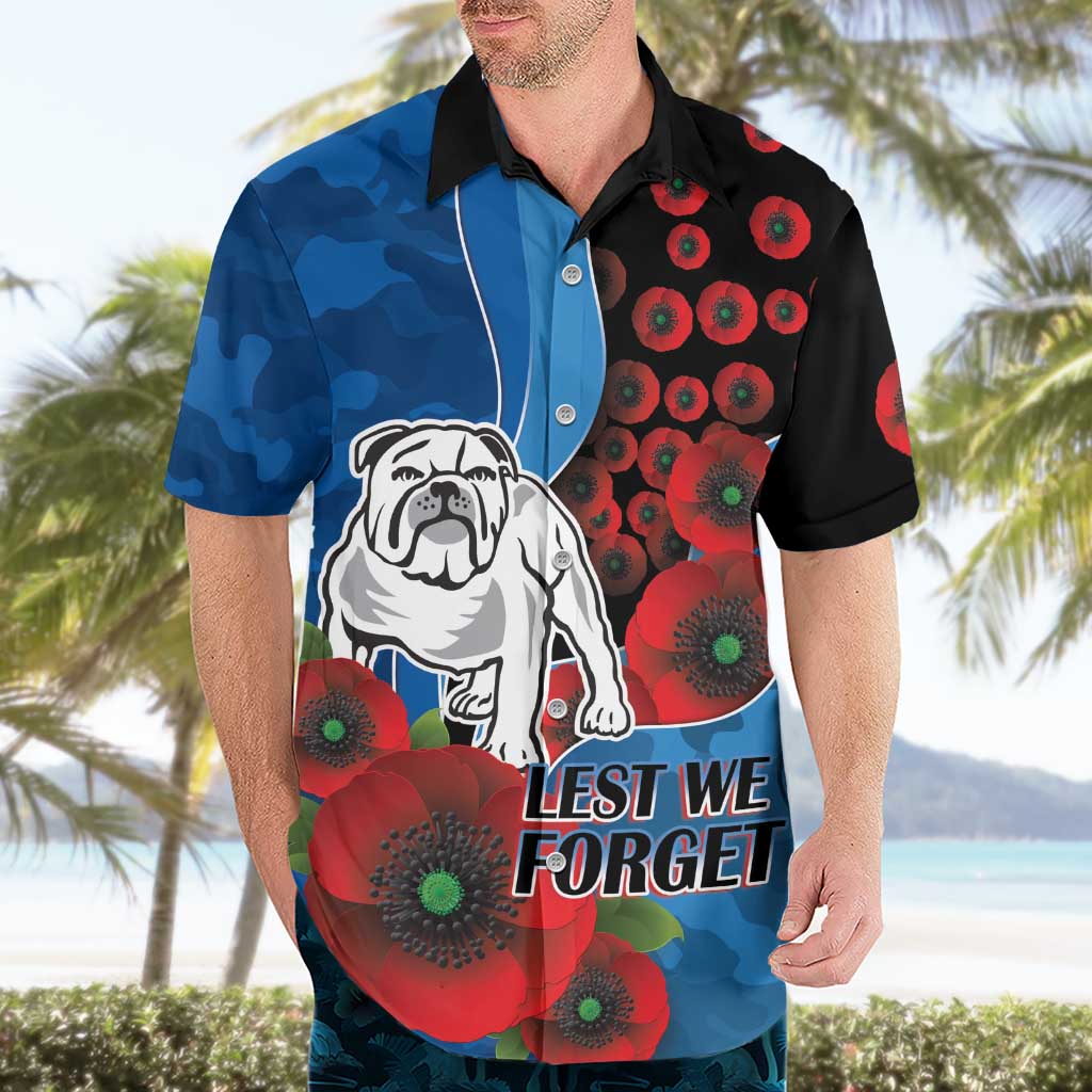 Canterbury-Bankstown Bulldogs ANZAC Personalised Hawaiian Shirt Lest We Forget Poppy Camo