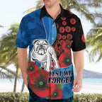 Canterbury-Bankstown Bulldogs ANZAC Personalised Hawaiian Shirt Lest We Forget Poppy Camo