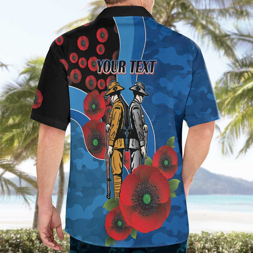 Canterbury-Bankstown Bulldogs ANZAC Personalised Hawaiian Shirt Lest We Forget Poppy Camo