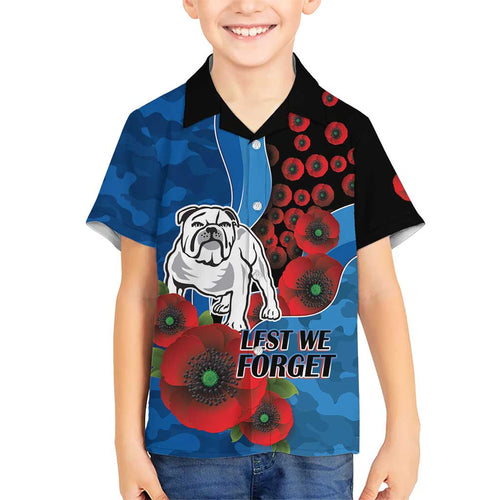 Canterbury-Bankstown Bulldogs ANZAC Personalised Hawaiian Shirt Lest We Forget Poppy Camo