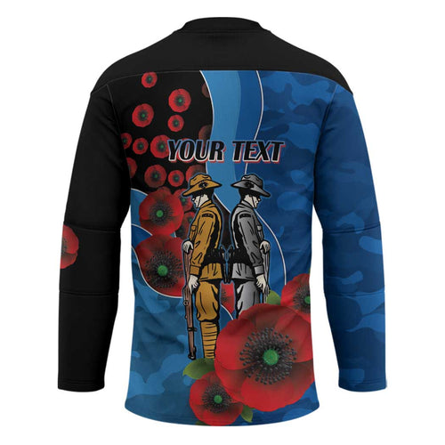 Canterbury-Bankstown Bulldogs ANZAC Personalised Hockey Jersey Lest We Forget Poppy Camo