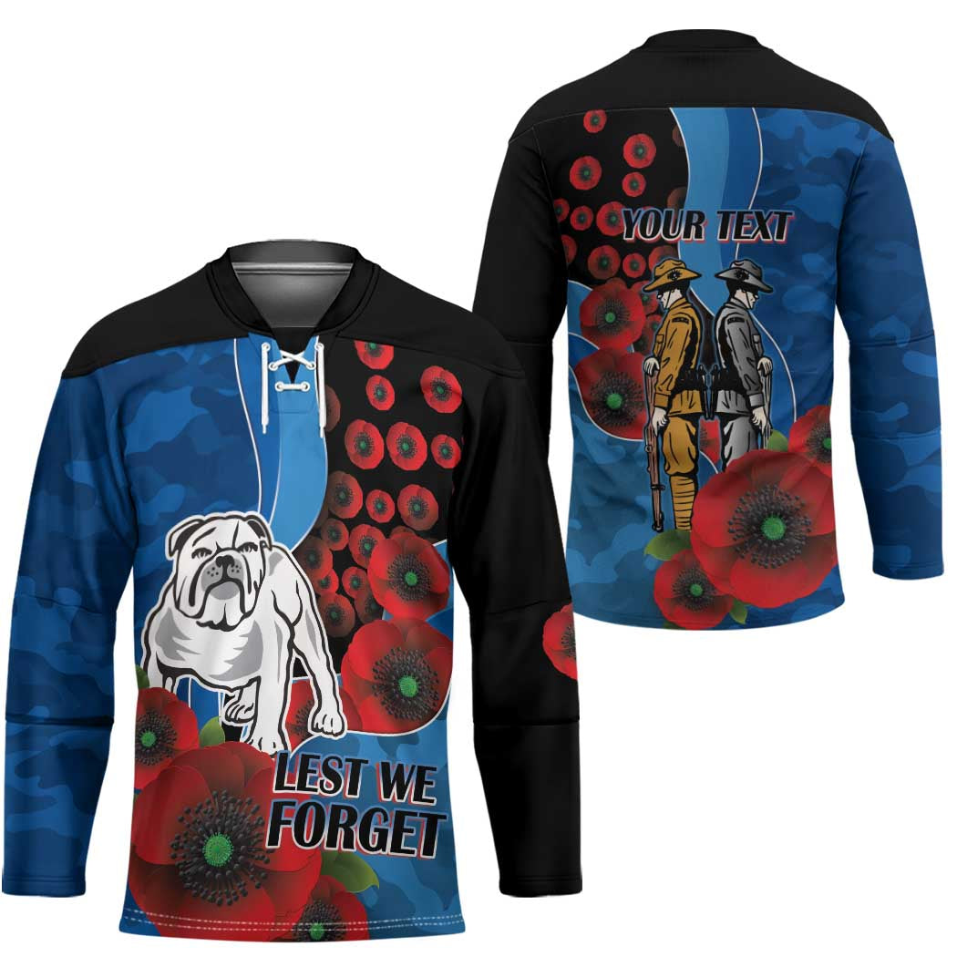 Canterbury-Bankstown Bulldogs ANZAC Personalised Hockey Jersey Lest We Forget Poppy Camo