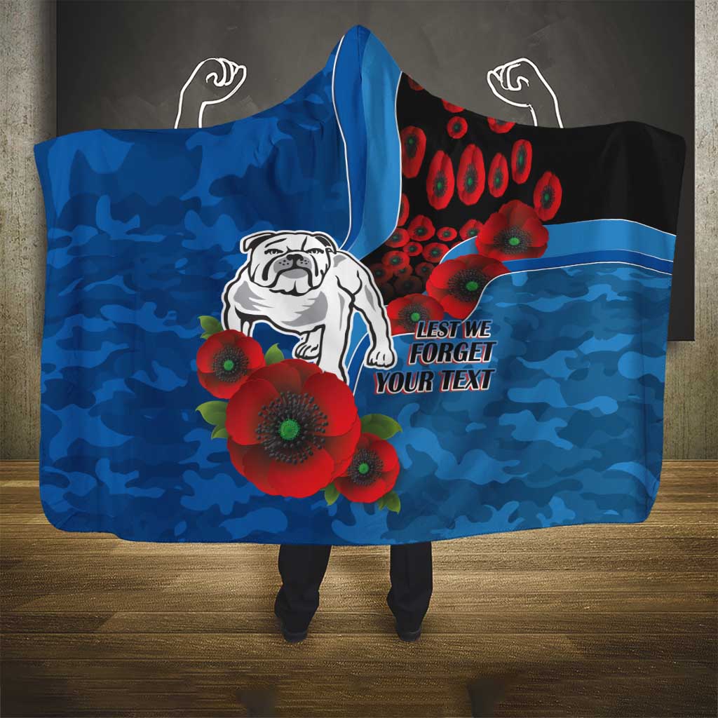 Canterbury-Bankstown Bulldogs ANZAC Personalised Hooded Blanket Lest We Forget Poppy Camo