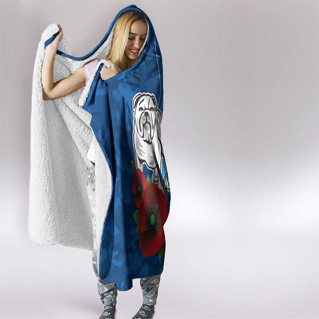 Canterbury-Bankstown Bulldogs ANZAC Personalised Hooded Blanket Lest We Forget Poppy Camo