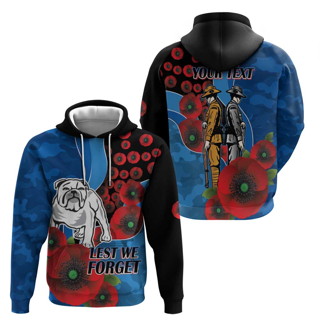 Canterbury-Bankstown Bulldogs ANZAC Personalised Hoodie Lest We Forget Poppy Camo