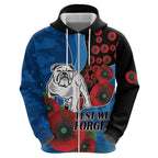 Canterbury-Bankstown Bulldogs ANZAC Personalised Hoodie Lest We Forget Poppy Camo