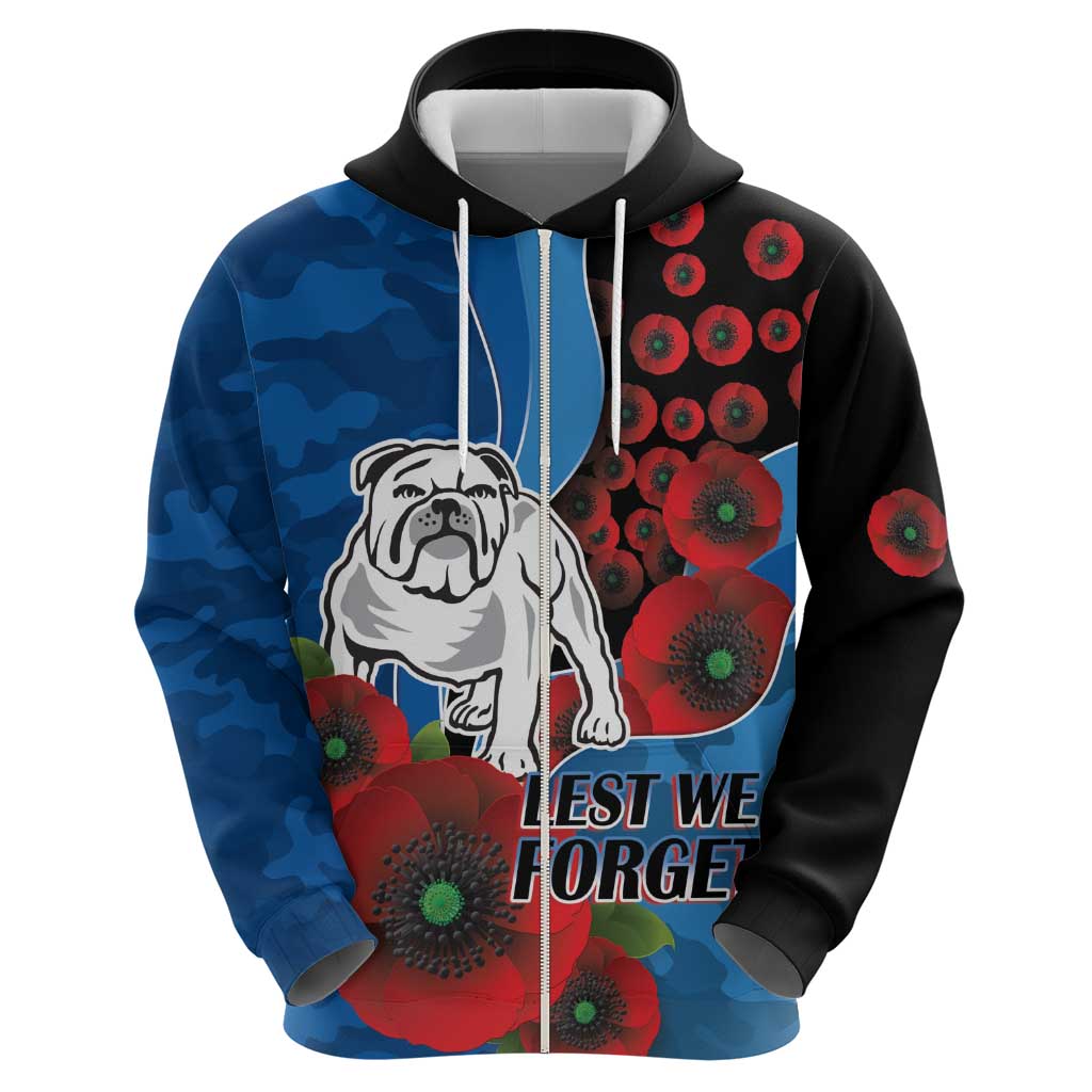 Canterbury-Bankstown Bulldogs ANZAC Personalised Hoodie Lest We Forget Poppy Camo