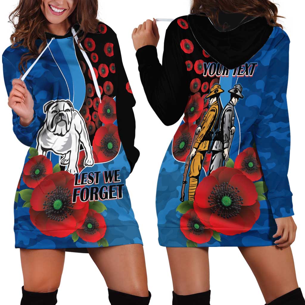 Canterbury-Bankstown Bulldogs ANZAC Personalised Hoodie Dress Lest We Forget Poppy Camo